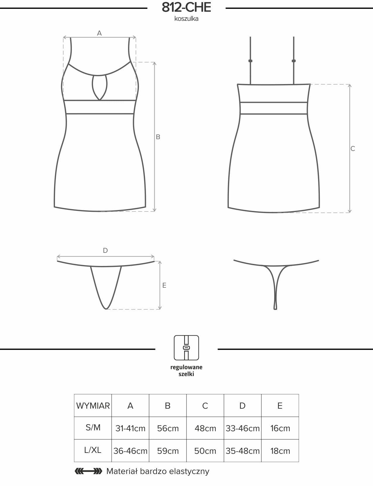Сорочка Obsessive Lucita chemise, Чёрный, S/M Obs_Lucita chemise S/M - Obsessive - Сорочки, комбинации - Купить