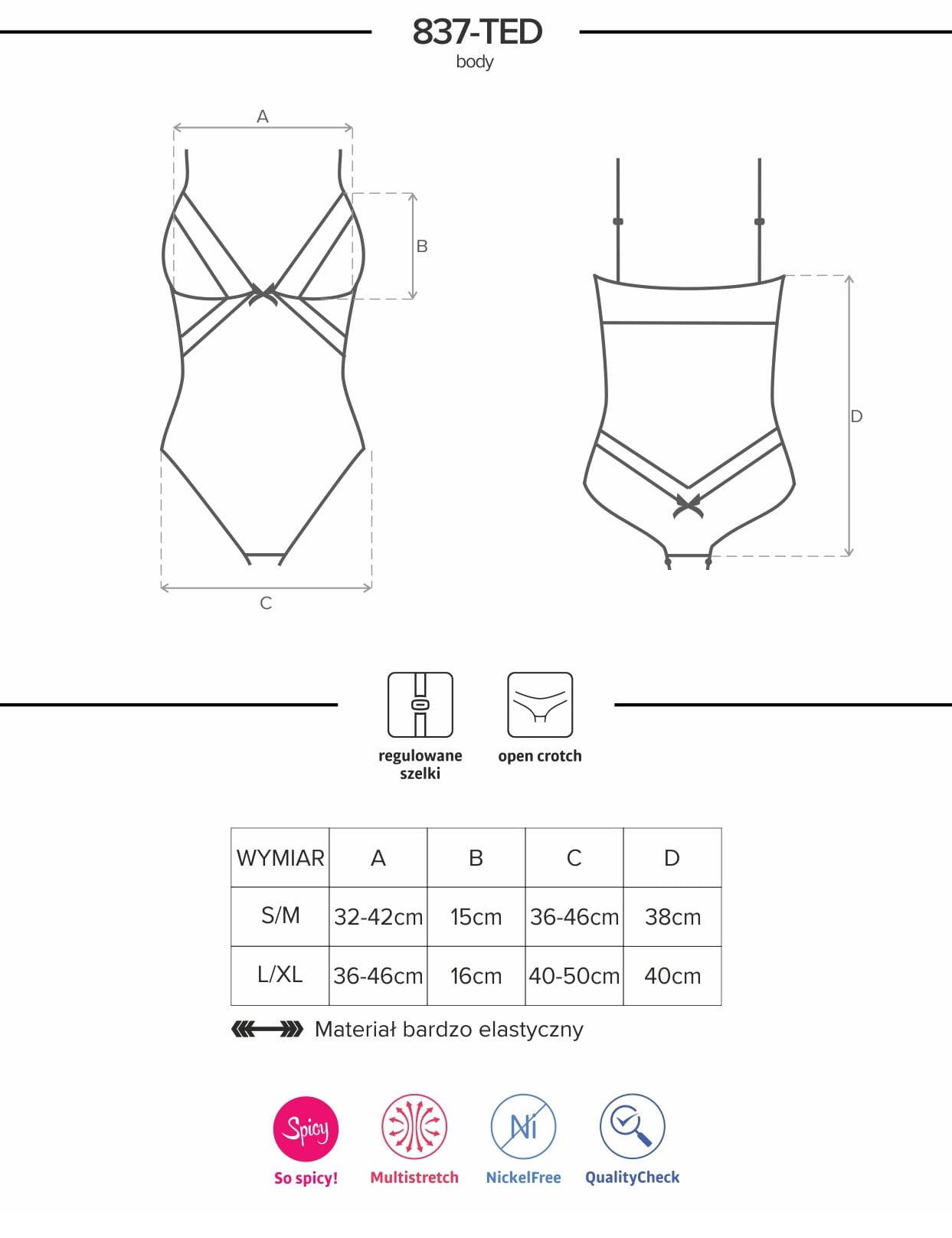 Боди Obsessive, S-L, чёрное Obs_B 122 teddy Black S/M/L - Obsessive - Эротические боди - Купить