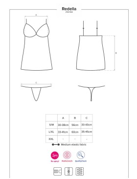 Сорочка Obsessive Redella chemise, Чёрный, L/XL Obs_Redella chemise L/XL - Obsessive - Сорочки, комбинации - Купить