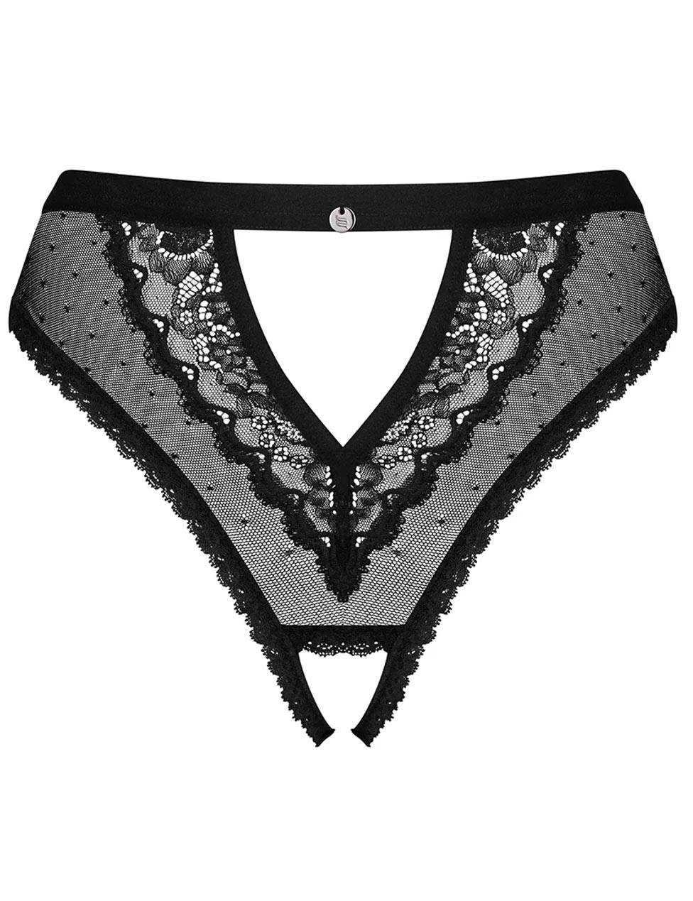 Трусики с доступом Obsessive Mauress Crotchless Panties черный S M купить в интернет магазине