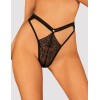 Высокие кружевные стринги Obsessive YASKANA THONG, Цвет: черный, Размеры: XS/S