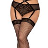 Чулки в сеточку под пояс Obsessive JAGUERIA STOCKINGS, Цвет: черный, Размеры: 4XL/5XL