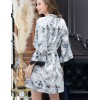 Короткий халат из атласа Mia-Amore UNONA 7233, Цвет: черно-белый, Размеры: 2XL/3XL, изображение 2