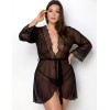 Полупрозрачный пеньюар Passion AMBERLY PEIGNOIR black, Цвет: черный, Размеры: 6XL/7XL