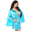 Атласный пеньюар с широкими рукавами Beauty Night MARLENE PEIGNOIR TURQUOISE, Цвет: голубой, Размеры: S/M/L, изображение 3