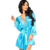 Пеньюар с кружевными вставками + трусики Beauty Night SHERIE PEIGNOIR TURQUOISE, Цвет: голубой, Размеры: S/M/L, изображение 3