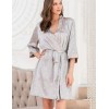 Короткий атласный халат с принтом Mia-Mella STARS 7073 серый, Цвет: серый, Размеры: S/M