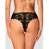 Кружевные трусики бразилиана Obsessive EDITYA PANTIES, Цвет: черный, Размеры: XS/S, изображение 2