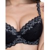 Бюстгальтер балконет пуш-ап биколор Simona M 870 черно-серый кант, Цвет: черно-серый кант, Размеры: 75E, изображение 3