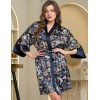 Домашний халат-кимоно из атласа Mia-Amore ZODIAC 7283, Цвет: темно-синий, Размеры: L/XL