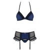 Сексуальный комплект Obsessive 825 SET с поясом, Цвет: синий/черный, Размеры: S/M, изображение 3