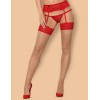 Чулки под пояс Obsessive 838 STOCKINGS, Цвет: телесный/красный, Размеры: L/XL