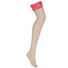 Чулки под пояс Obsessive 838 STOCKINGS, Цвет: телесный/красный, Размеры: L/XL, изображение 3