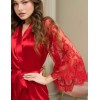 Атласный халат с кружевным рукавом Mia-Amore ESTER 7293 красный, Цвет: красный, Размеры: L/XL, изображение 3