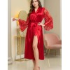 Длинный атласный халат пеньюар Mia-Amore ESTER 7299 красный, Цвет: красный, Размеры: S/M
