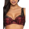 Кружевной бюстгальтер с плотной чашкой MAT PERCY czarno-czerwony M-3530-22, Цвет: черный с красным, Размеры: 65D