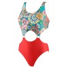 Купальник монокини с цветочным принтом UNICONF CBI227 V2 GARDEN OF DELIGHTS, Цвет: голубой/красный, Размеры: L, изображение 4