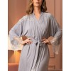 Длинный трикотажный халат Mia-Amore CHRISTEL 1909, Цвет: cерый меланж, Размеры: 2XL/3XL, изображение 4