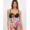 Яркий слитный купальник UNICONF CBI298 DREAMY GARDEN, Цвет: черный, Размеры: 70B