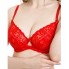 Кружевной мягкий бюстгальтер с флок напылением Simona M 484 бархат красный, Цвет: бархат красный, Размеры: 75C