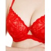 Кружевной мягкий бюстгальтер с флок напылением Simona M 484 бархат красный, Цвет: бархат красный, Размеры: 75C, изображение 3