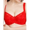 Бюстгальтер балконет с флок напылением Simona M 608 бархат красный, Цвет: бархат красный, Размеры: 80G