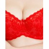 Бюстгальтер балконет с флок напылением Simona M 608 бархат красный, Цвет: бархат красный, Размеры: 80G, изображение 4