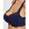 Бюстгальтер балконет с флок напылением Simona M 608 бархат темно-синий, Цвет: бархат темно-синий, Размеры: 80E, изображение 3