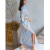 Длинный халат из вискозы Mia-Amore PALM BEACH 1989, Цвет: голубой, Размеры: 4XL/5XL, изображение 2