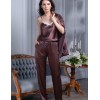 Атласный пижамный комплект тройка Mia-Mella JULIA 8735 шоколадный, Цвет: шоколадный, Размеры: S