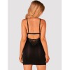 Черная сорочка + стринги Obsessive MADERRIS CHEMISE, Цвет: черный, Размеры: XS/S, изображение 2