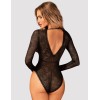 Кружевное боди с длинными рукавами Obsessive MERLYS TEDDY, Цвет: черный, Размеры: XS/S, изображение 2