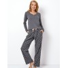 Хлопковая пижама с брюками Aruelle JAYLEEN, Цвет: темно-серый, Размеры: M, изображение 2
