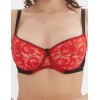 Кружевной мягкий бюстгальтер балконет Lina A 3069 черно-красный, Цвет: черно-красный, Размеры: 70C