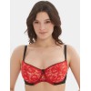 Кружевной мягкий бюстгальтер балконет Lina A 3069 черно-красный, Цвет: черно-красный, Размеры: 70C, изображение 3