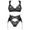 Кружевной комплект с поясом для чулок Obsessive DONNA DREAM SET, Цвет: черный, Размеры: XS/S, изображение 4