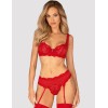Соблазнительный комплект-тройка Obsessive AMOR CHERRIS SET, Цвет: красный, Размеры: L/XL