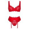Соблазнительный комплект-тройка Obsessive AMOR CHERRIS SET, Цвет: красный, Размеры: L/XL, изображение 3