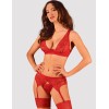 Сексуальный комплект-тройка Obsessive LACELOVE SET, Цвет: красный, Размеры: XL/2XL