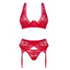 Сексуальный комплект-тройка Obsessive LACELOVE SET, Цвет: красный, Размеры: XL/2XL, изображение 3
