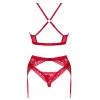 Сексуальный комплект-тройка Obsessive LACELOVE SET, Цвет: красный, Размеры: XL/2XL, изображение 4