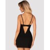 Сорочка с кружевом + стринги Obsessive ROSENTY CHEMISE, Цвет: черный, Размеры: XS/S, изображение 2