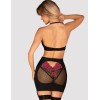 Соблазнительный комплект с юбкой Obsessive ROSENTY TOP & SKIRT, Цвет: черный, Размеры: XS/S, изображение 2