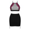 Соблазнительный комплект с юбкой Obsessive ROSENTY TOP & SKIRT, Цвет: черный, Размеры: XS/S, изображение 3