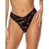 Трусики бразилиана из сетки с флоком Kinga UNHOLY ALICE 1085/2-B, Цвет: черный, Размеры: M