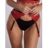 Трусы с пажами для чулок Kinga SANDRA 1124/2-B, Цвет: черный+красный, Размеры: M