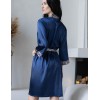Халат классический атласный Mia-Mella VISANTIA 9333, Цвет: темно-синий, Размеры: 4XL/5XL, изображение 2