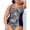 Слитный женский купальник Ava SKJ40 U, Цвет: флора/ темно-синий, Размеры: 90C