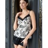 Атласный комплект с шортами Mia-Amore PERSEYA 7982, Цвет: черный принт, Размеры: XS