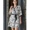 Атласный халат с запахом Mia-Amore PERSEYA 7983, Цвет: черный принт, Размеры: L/XL, изображение 3
